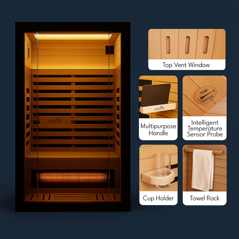 Relaxe Caldera ™ Vollspektrum -Infrarot -Sauna mit Rotlichttherapie Panel