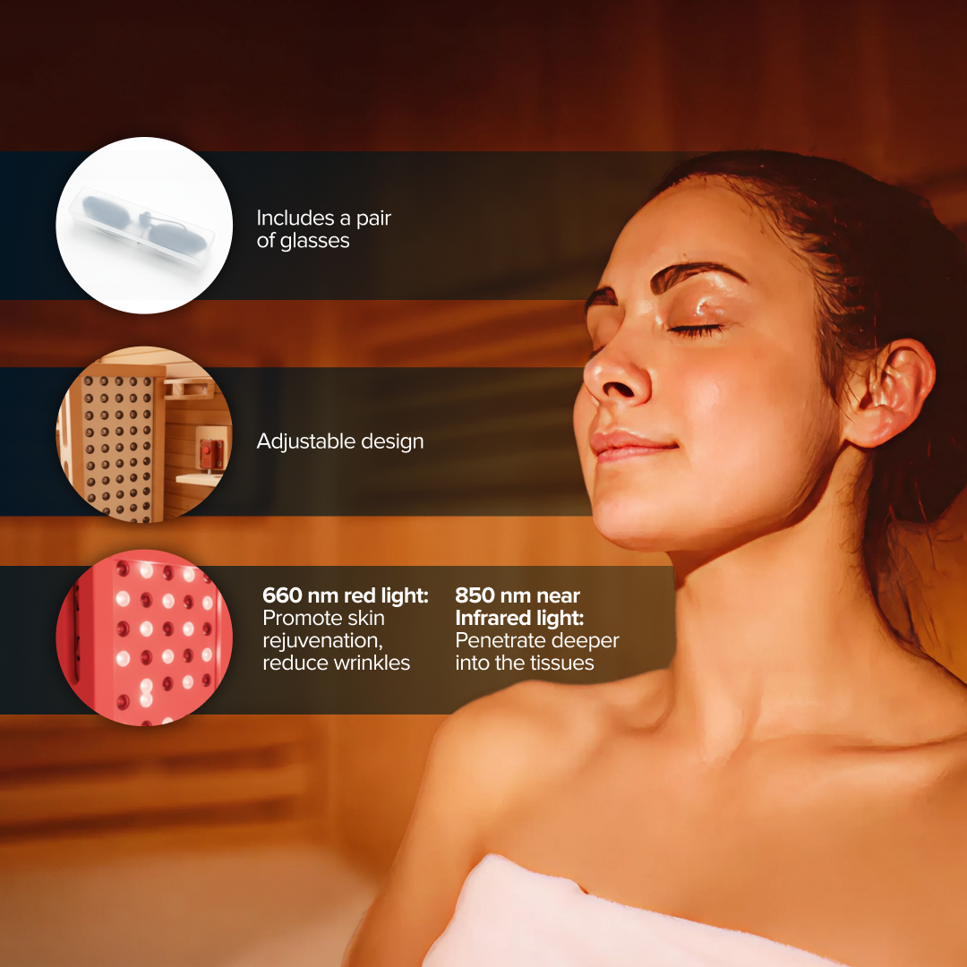 Relaxe Caldera ™ Vollspektrum -Infrarot -Sauna mit Rotlichttherapie Panel