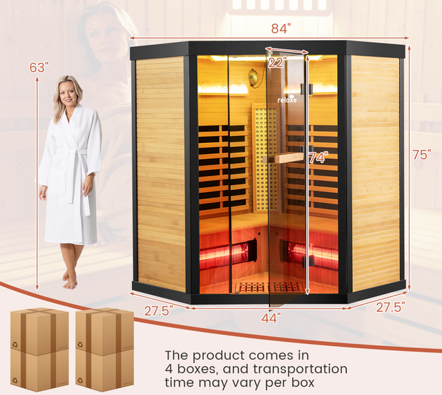 Relaxe Caldera ™ Vollspektrum -Infrarot -Sauna mit Rotlichttherapie Panel