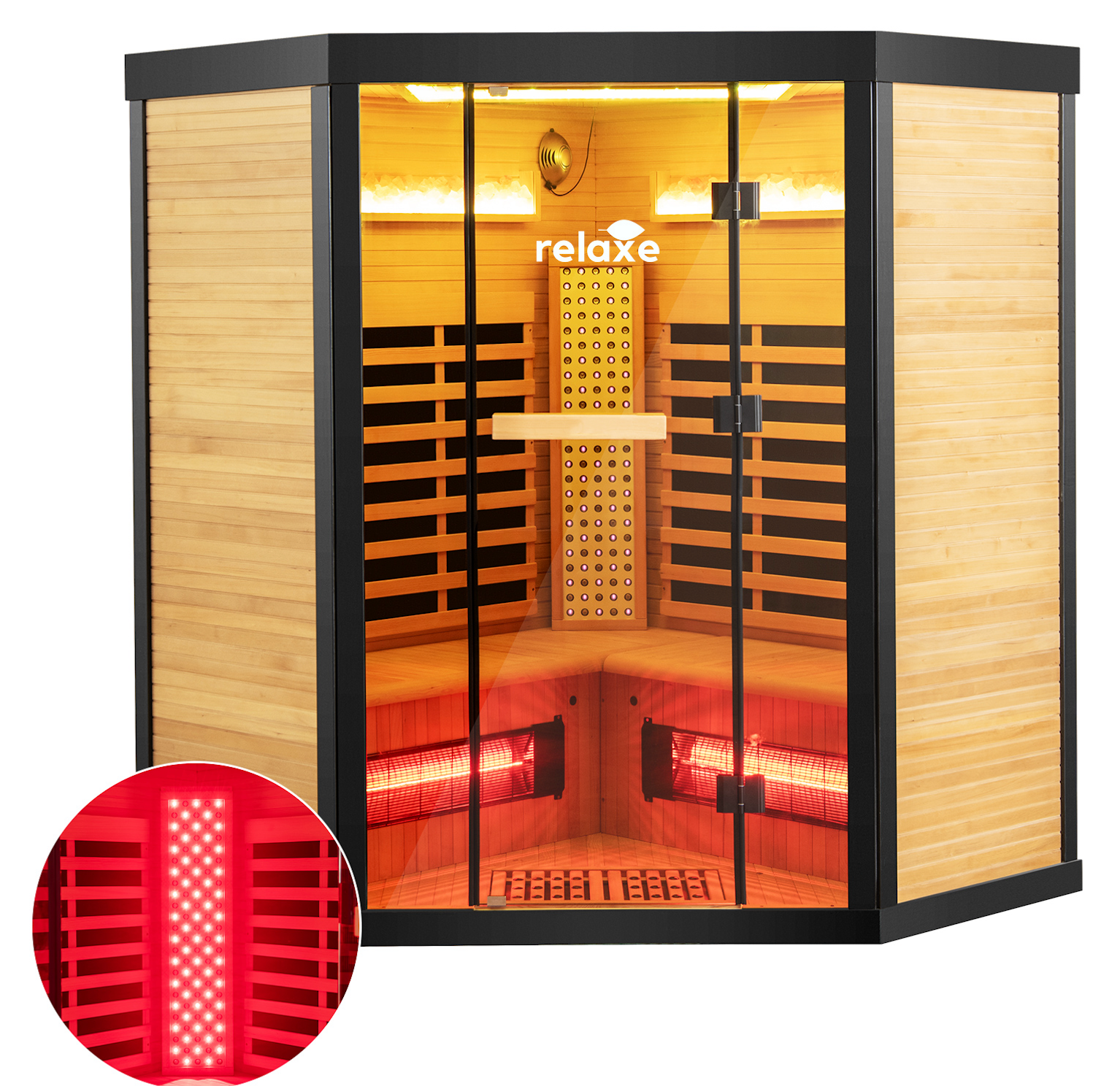 Relaxe Caldera ™ Vollspektrum -Infrarot -Sauna mit Rotlichttherapie Panel