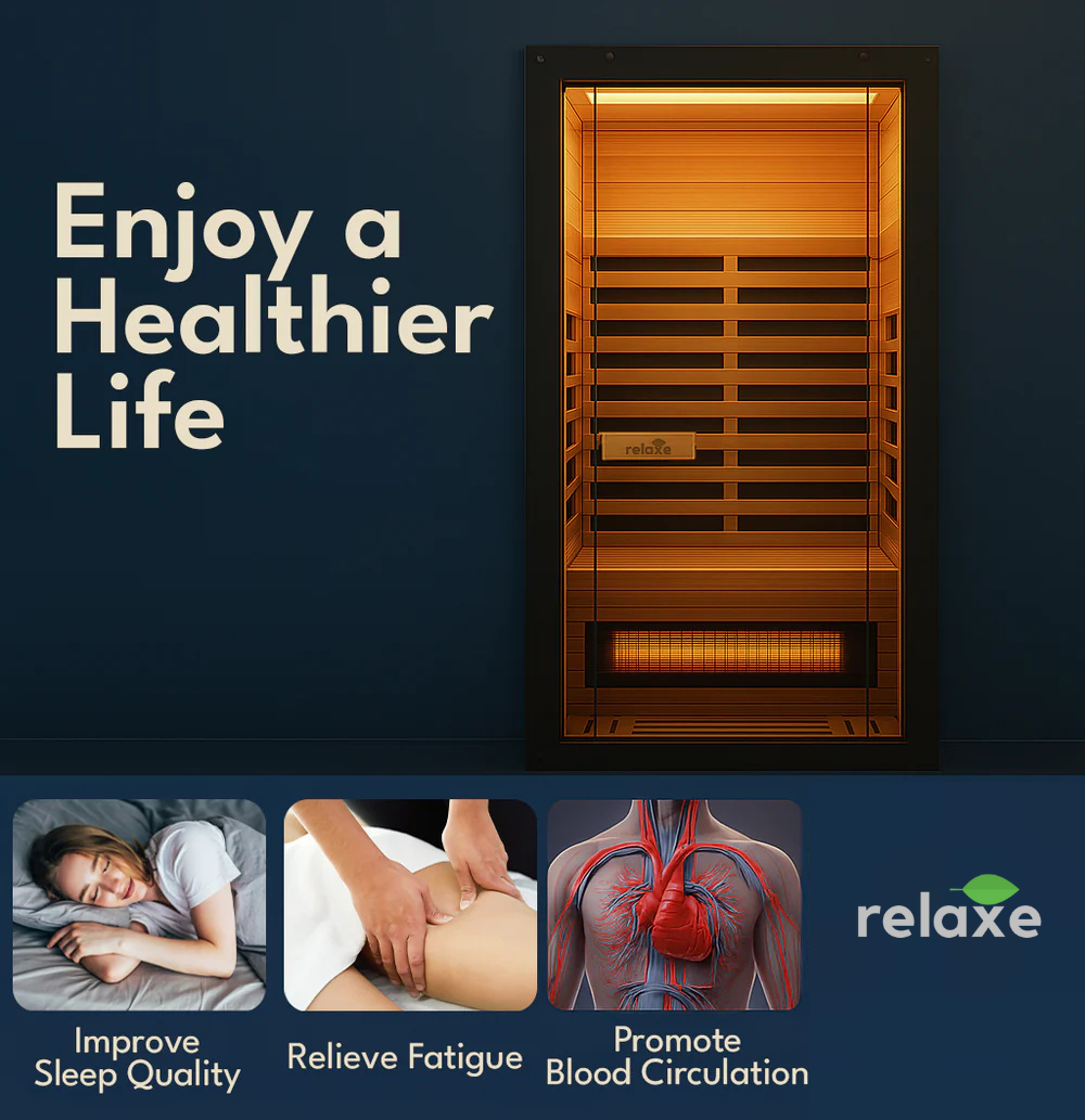 Relaxe Caldera ™ Vollspektrum -Infrarot -Sauna mit Rotlichttherapie Panel