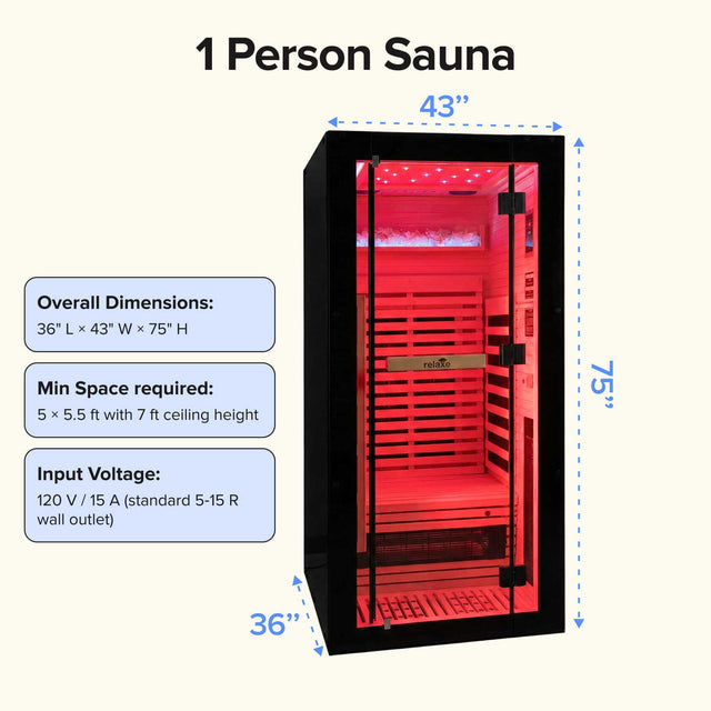 Relaxe Caldera ™ Vollspektrum -Infrarot -Sauna mit Rotlichttherapie Panel