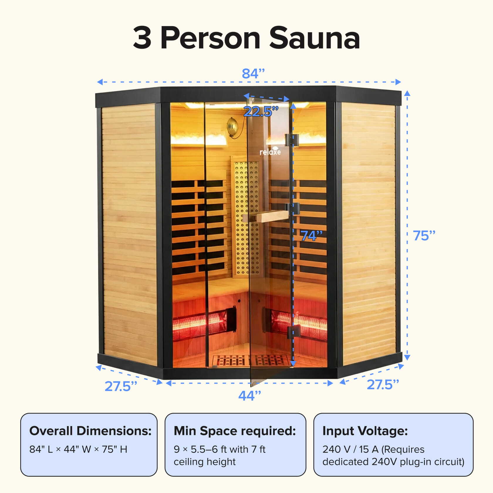 Relaxe Caldera ™ Vollspektrum -Infrarot -Sauna mit Rotlichttherapie Panel