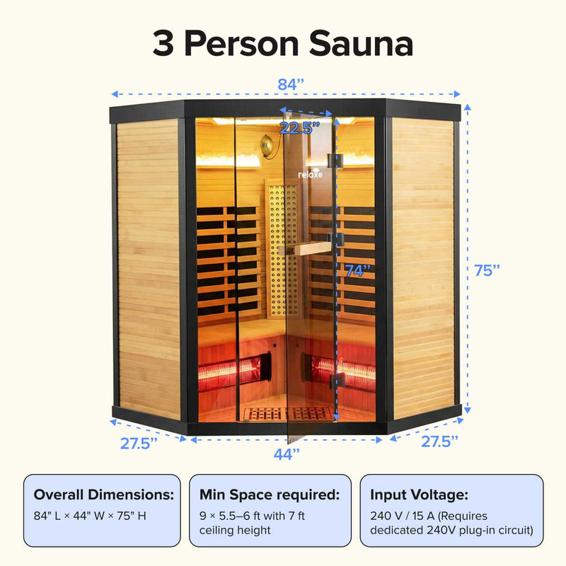 Relaxe Caldera ™ Vollspektrum -Infrarot -Sauna mit Rotlichttherapie Panel