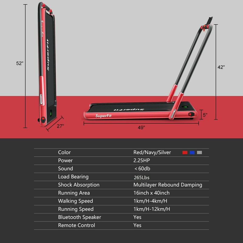 2-in-1 Folding Treadmill with Bluetooth Speaker